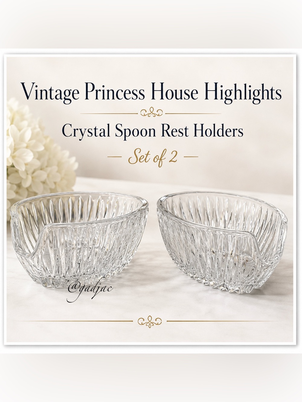 Princess House Royal Highlights Crystal Spoon & Fork Holders - Set of 2